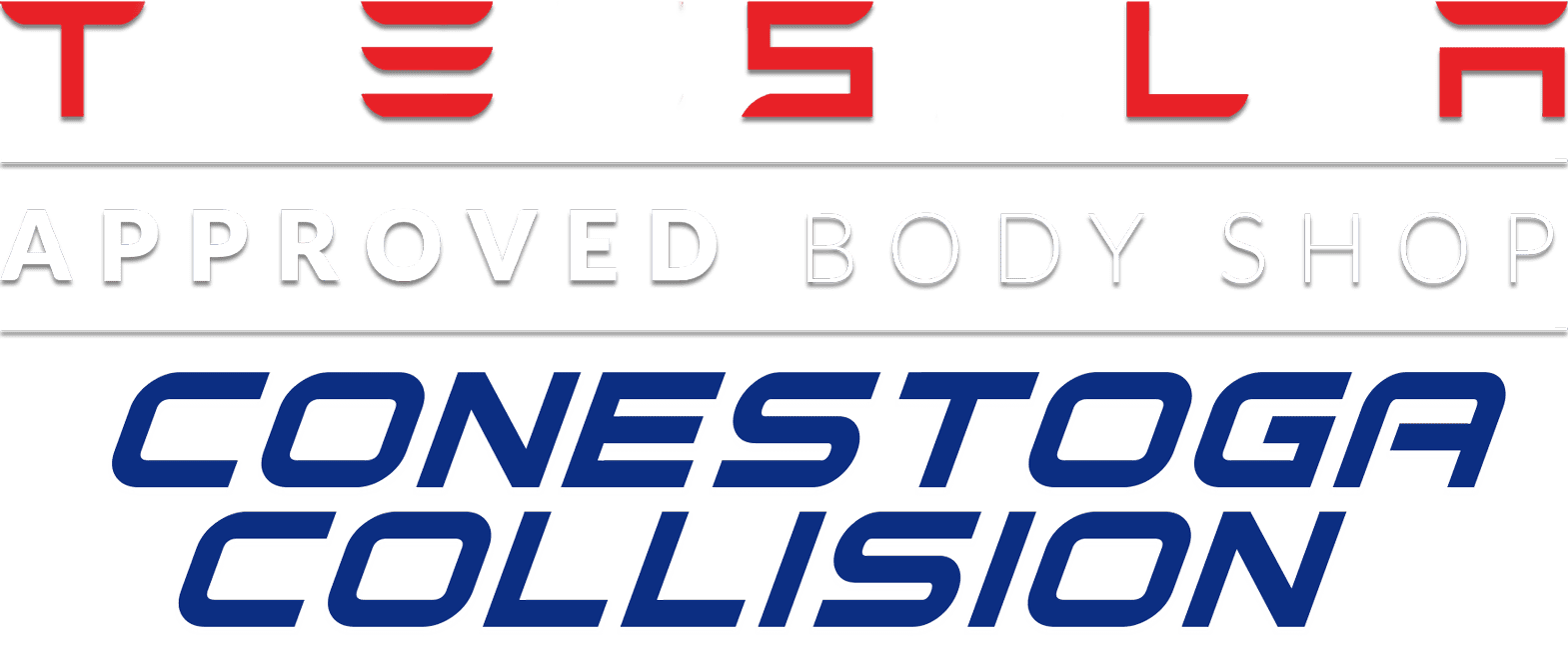 Logo for the Tesla Approved Body Shop for Conestoga Collision